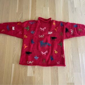 Vintage Planet Earth Imports Red Wool Mock-neck